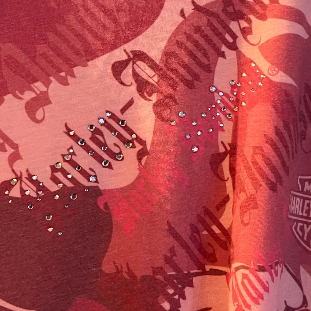 Harley-Davidson Pink Eagle Rhinestone Tee Lightweight Women’s Large - Picture 4 of 4